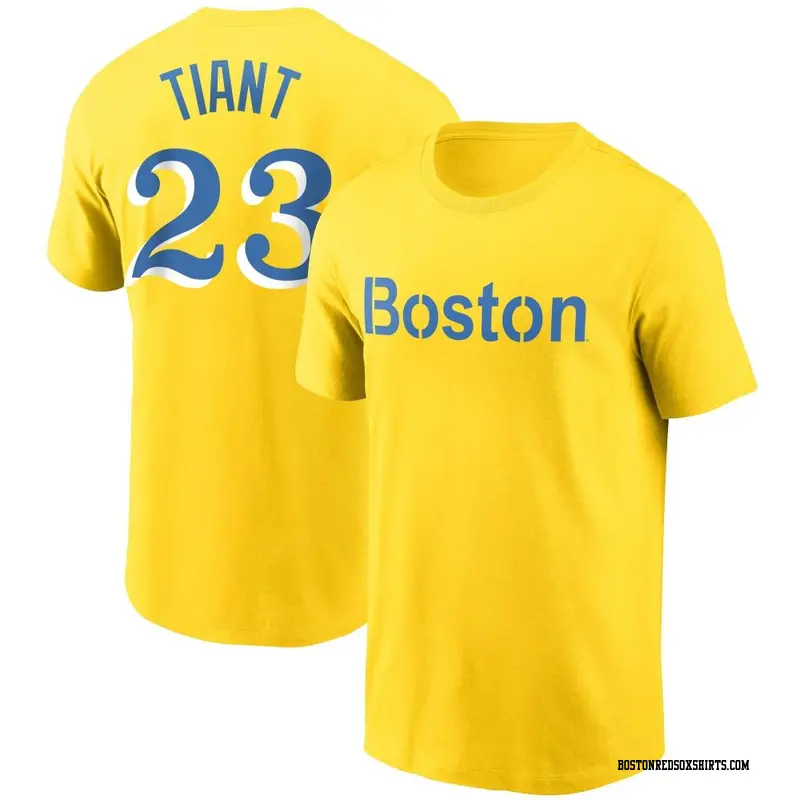 Men's Boston Red Sox ＃23 Luis Tiant Gold City Connect Name & Number T-Shirt