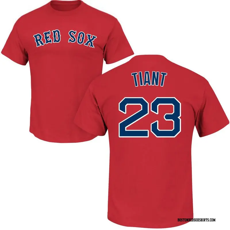 Men's Boston Red Sox ＃23 Luis Tiant Scarlet Roster Name & Number T-Shirt