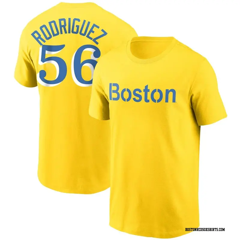 Men's Boston Red Sox ＃56 Joely Rodriguez Gold City Connect Name & Number T-Shirt