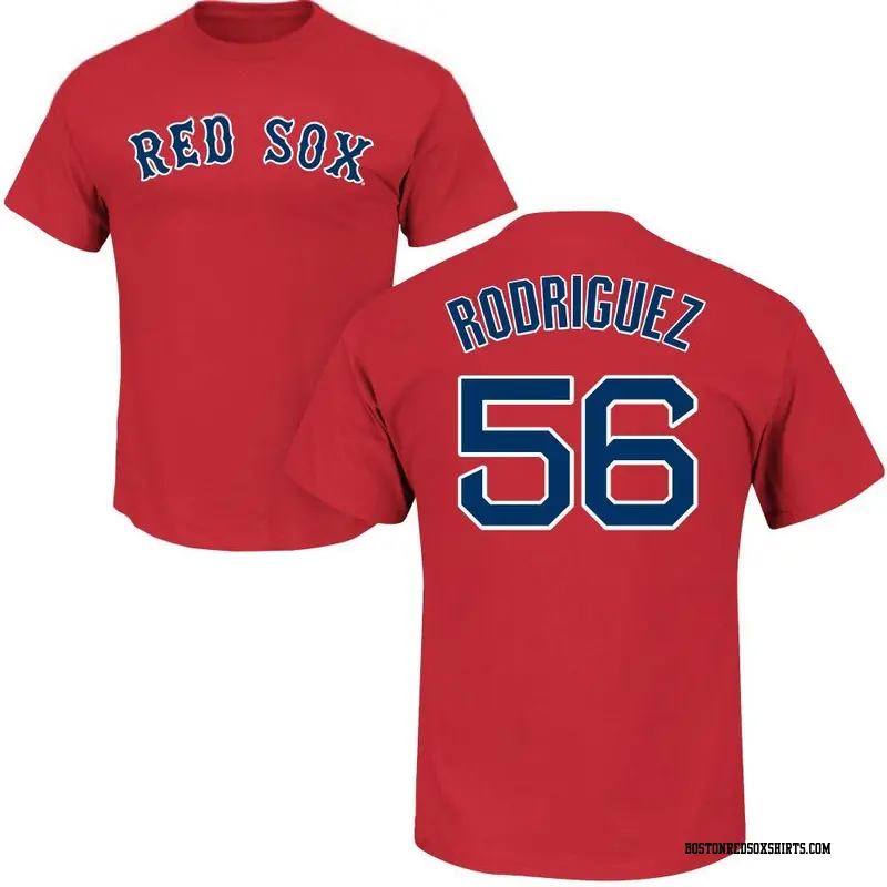 Men's Boston Red Sox ＃56 Joely Rodriguez Scarlet Roster Name & Number T-Shirt