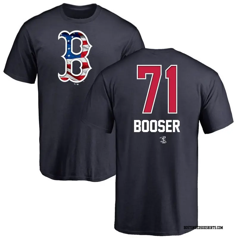 Men's Boston Red Sox ＃71 Cam Booser Navy Name and Number Banner Wave T-Shirt