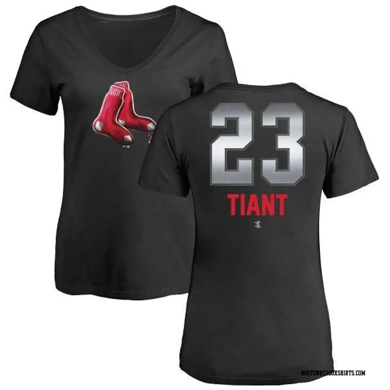 Women's Boston Red Sox ＃23 Luis Tiant Black Branded Midnight Mascot V-Neck T-Shirt