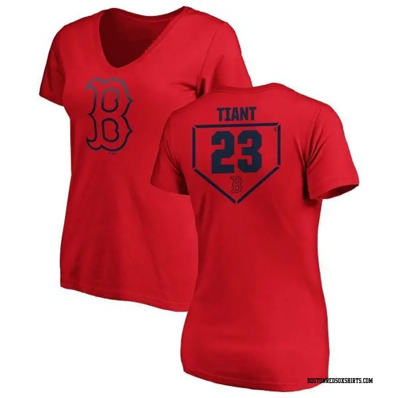 Women's Boston Red Sox ＃23 Luis Tiant Red Branded RBI Slim Fit V-Neck T-Shirt