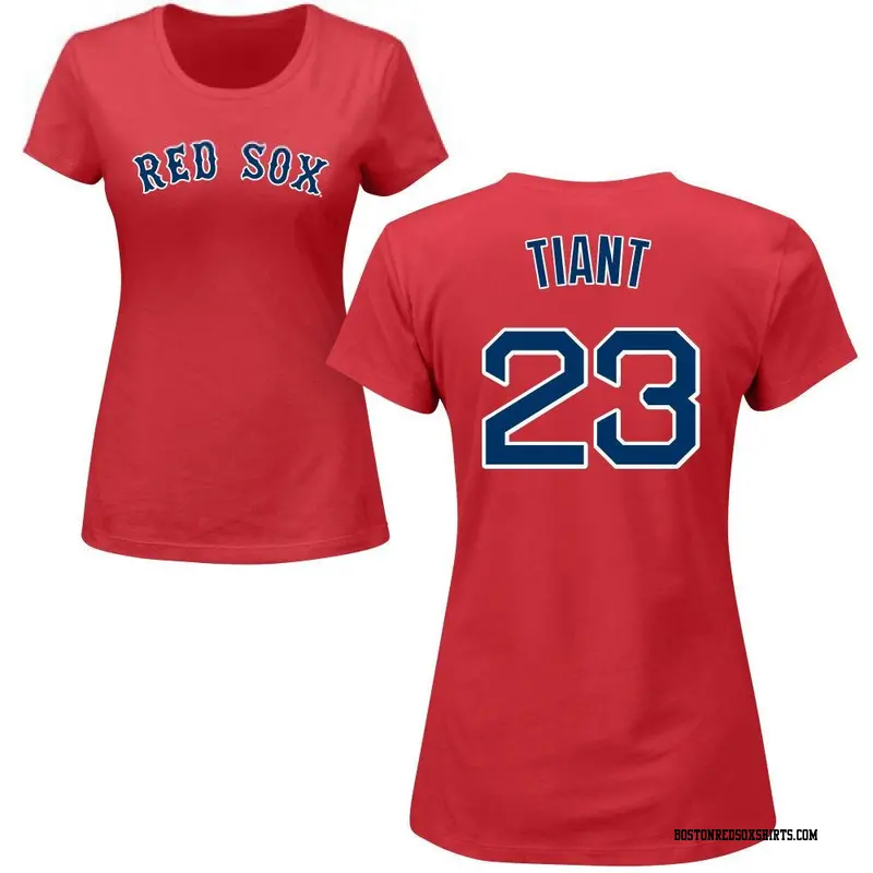 Women's Boston Red Sox ＃23 Luis Tiant Red Roster Name & Number T-Shirt