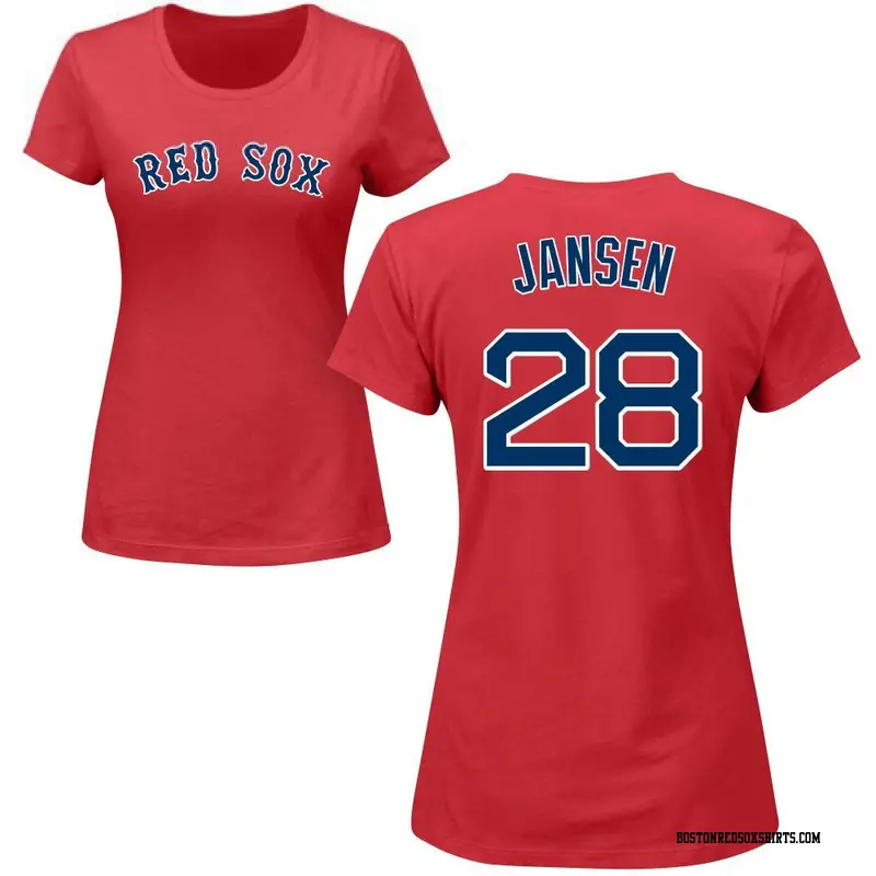 Women's Boston Red Sox ＃28 Danny Jansen Red Roster Name & Number T-Shirt