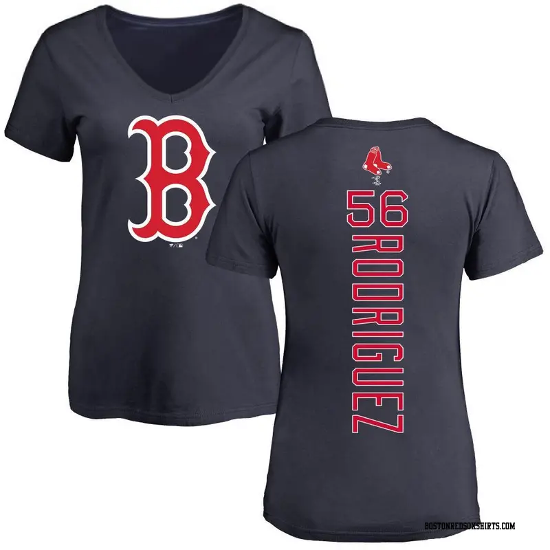 Women's Boston Red Sox ＃56 Joely Rodriguez Navy Backer Slim Fit T-Shirt