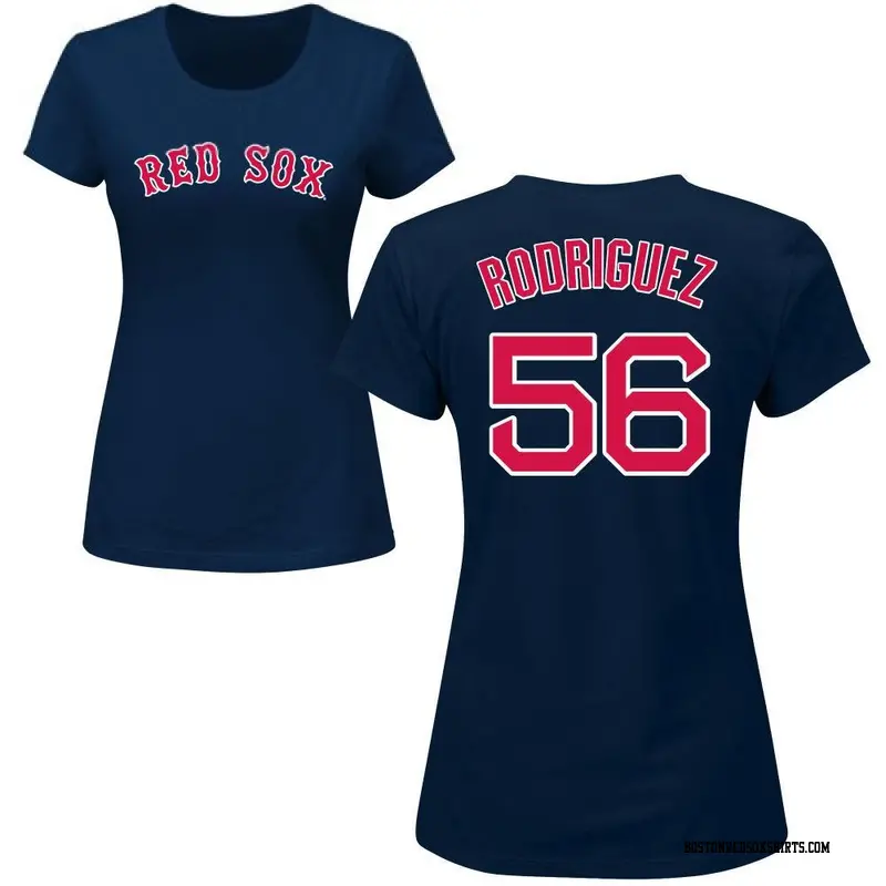 Women's Boston Red Sox ＃56 Joely Rodriguez Navy Roster Name & Number T-Shirt