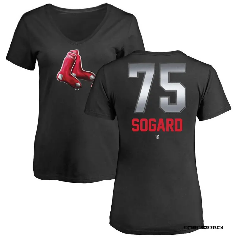 Women's Boston Red Sox ＃75 Nick Sogard Black Midnight Mascot V-Neck T-Shirt