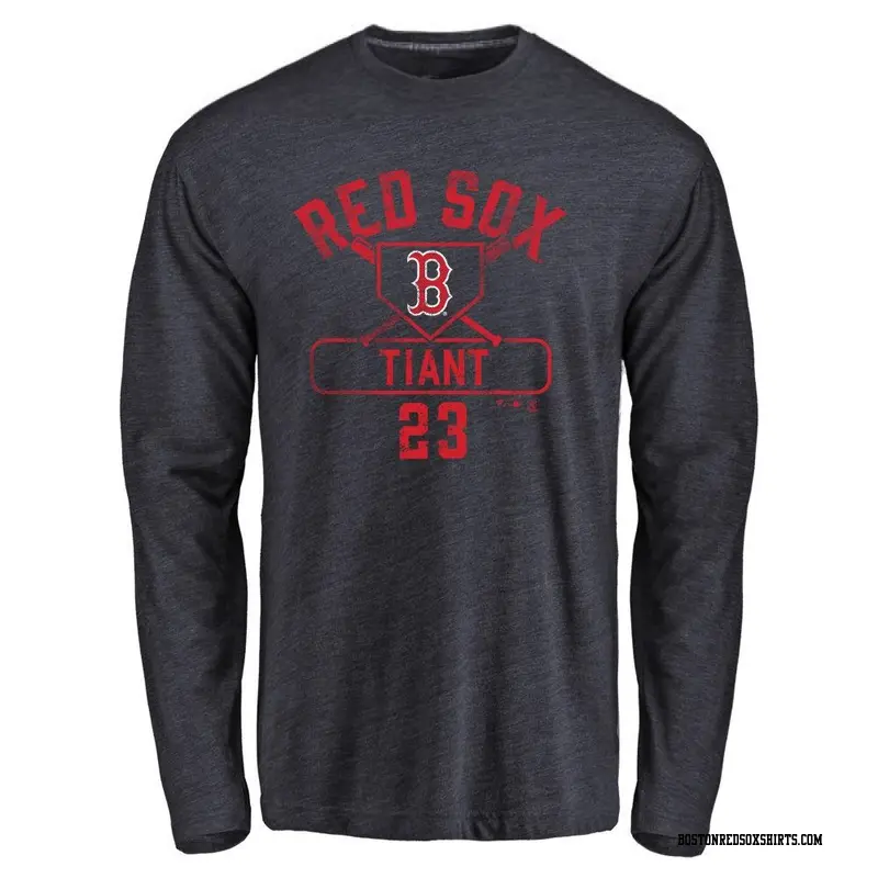 Youth Boston Red Sox ＃23 Luis Tiant Navy Base Runner Long Sleeve T-Shirt